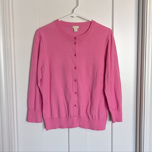 J Crew The Clare Cardigan Bright Pink sz XL - Picture 1 of 5